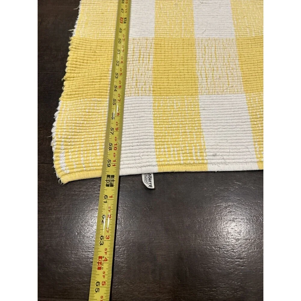 Crate and Barrel plaid farmhouse Yellow White 60 x 34